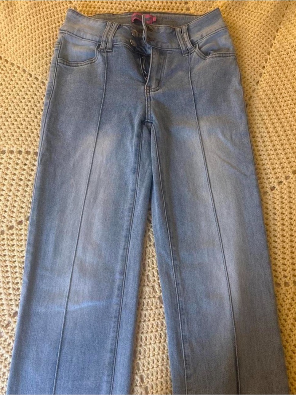 Edikted Light Blue Straight Leg Jeans with Front Seam